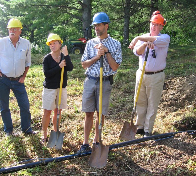 Sam Appleton, Molly Mulhern, Jeff Kuller and Jim Heard, about to break ground. (Photo courtesy Camden Snow Bowl)