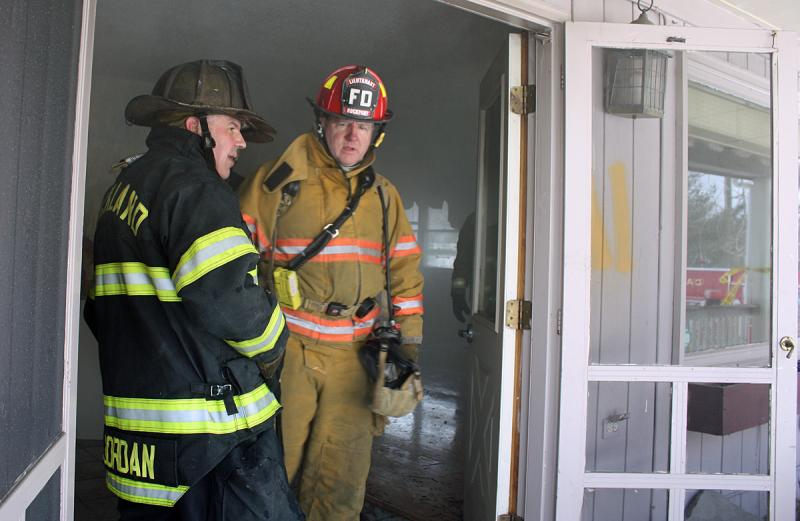From left, Rockland Fire Chief Charlie Jordan and Rockport firefighter Bill Lane. (Photo by Holly S. Edwards)