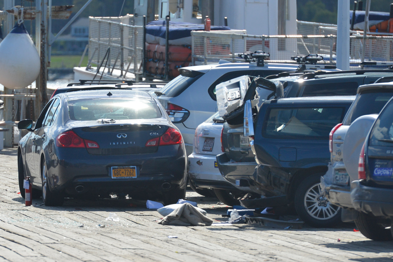 The scene on the Monhegan Boat dock after medical crews had cleared. (Photo by Ron Hawkes)