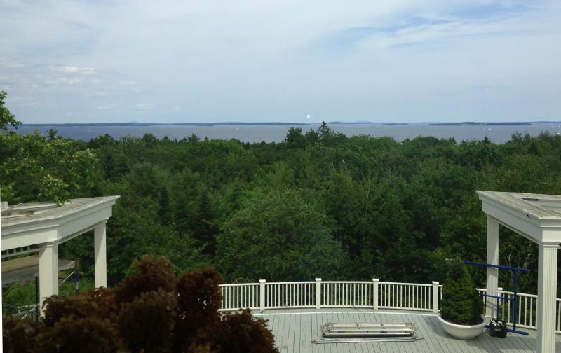 The view from the upper levels of the Fox Hill cottage overlooking Penobscot Bay. (Photo by Lynda Clancy)