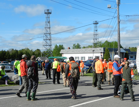 Search and rescue volunteers from all over the state getting organized for another day of search at Glenburn last spring. (Photo by Eva Murray)