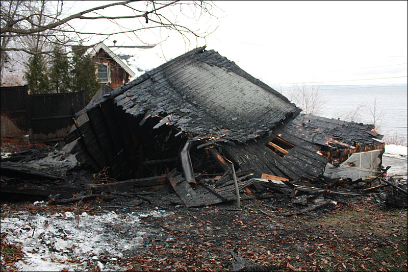The cottage at 245 Shore Road in Northport, destroyed by fire early Tuesday morning, Dec. 24, overlooks Penobscot Bay.