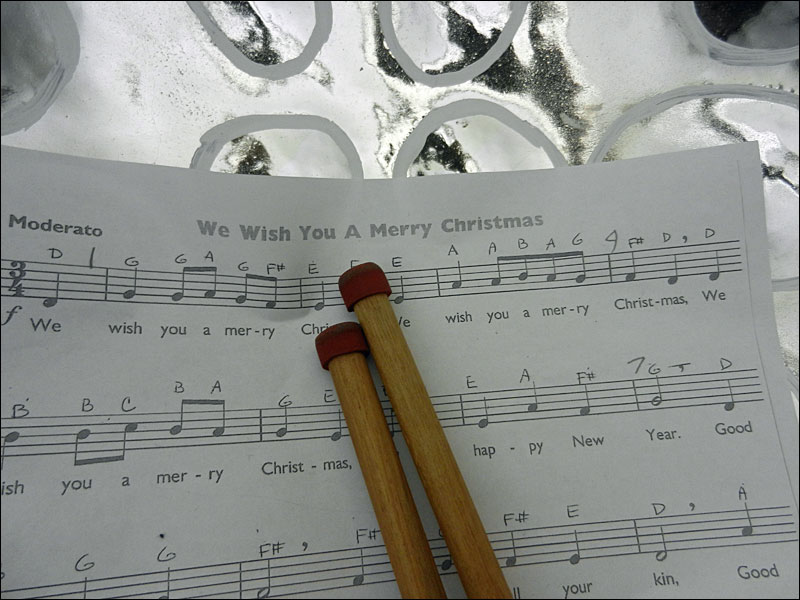 Max’s music for his steel drum solo. (Photo by Eva Murray)