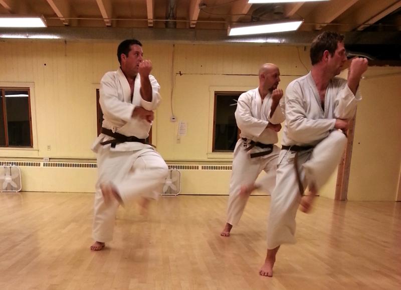 The Training: Students performing Naihanchi Kata at Studio Red. (Photo courtesy David Troup.)