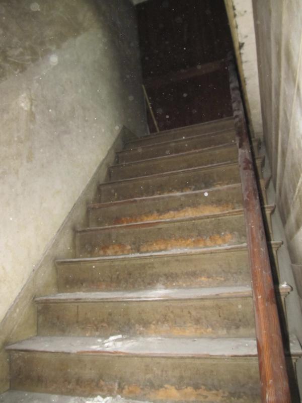 The stairway up to the attic of 435 Main St. (Photo by Kay Stephens)