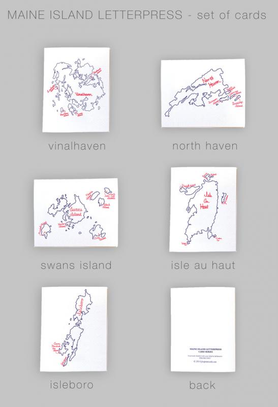 Some of the island prints of Fox i Printworks. The project is seeking funding for supplies and technological upgrades, so they can run a sustainable letterpress shop on the island. (Courtesy Fox i Printworks)