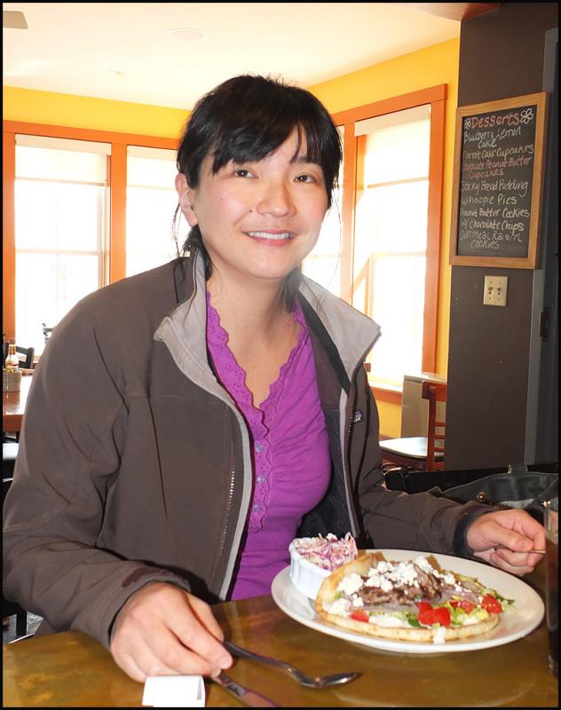 Christie Beverage, of Hope gets ready to enjoy her breakfast at Home Kitchen Cafe, in Rockland.
