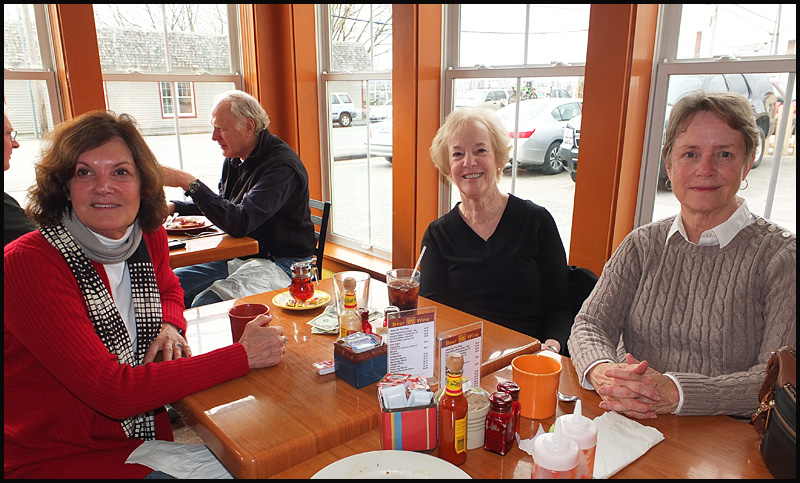 Left to right: Anne Jenkins, Claire Sanford and Eileen Spectre. “This morning we had pancakes and French toast,” said Anne. “We eat here at least once every week or 10 days. I come back because the food is good and I love the wait staff.”