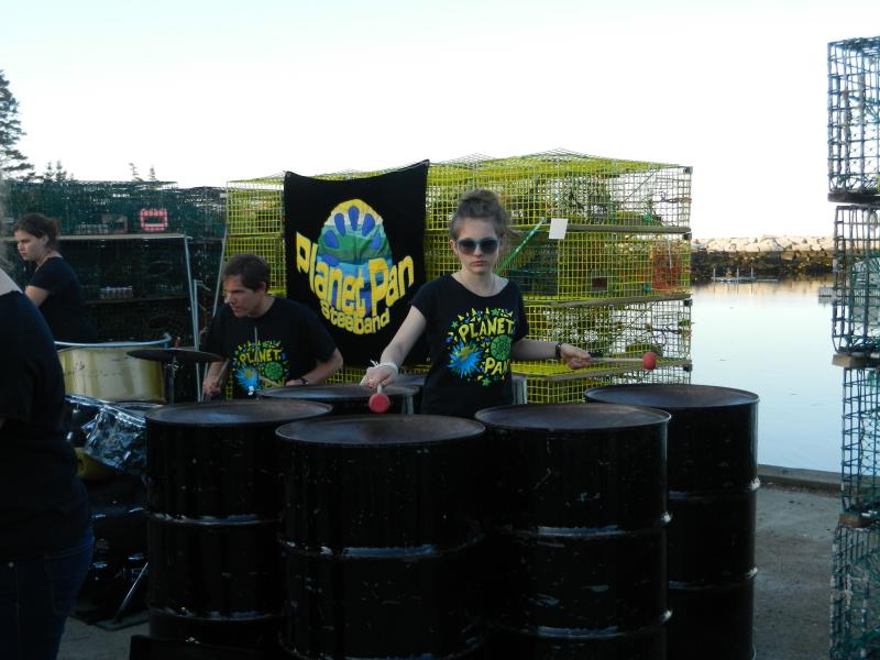 Planet Pan with band director Nigel Chase on the drum kit.