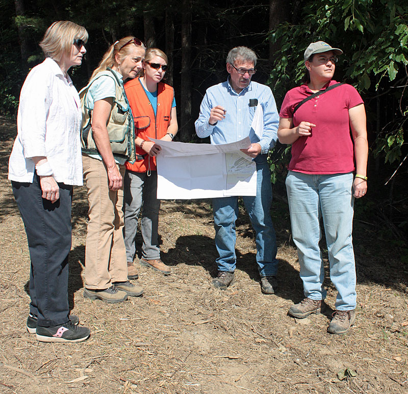 From left, Camden Town Manager Patricia Finnigan, Barrie Brusilla of Mid-Maine Forestry, Maine Department of Environmental Protection Field Services Enforcement officer Jen Harris Dave Marceau, a soil scientist with Gartley & Dorsky, and DEP Licensing and Compliance Manager Dawn Hallowell. (Photo by Holly S. Edwards)