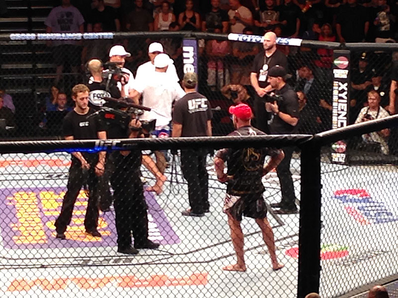 Tim Boetsch, red cap, awaits for the fight to begin. (Courtesy Kristen Robertson)
