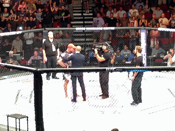 Tim Boetsch gives a post-fight interview to FoxSports 1. (Courtesy Kristen Robertson)