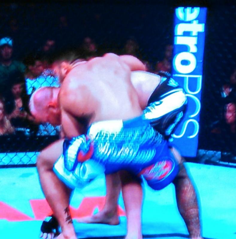 Tim Boetsch under the control of Brad Tavares, top. (Photo by George Harvey)