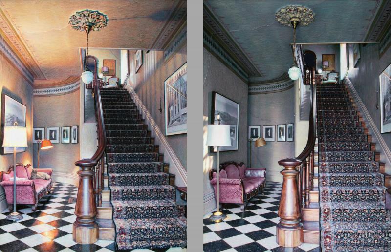 ‘Matches,’ a ‘Time Diptych’ of Eric Green’s front hallway. Note the light change in the two panels, which reflects a time difference of 20 minutes. (Courtesy Eric Green)