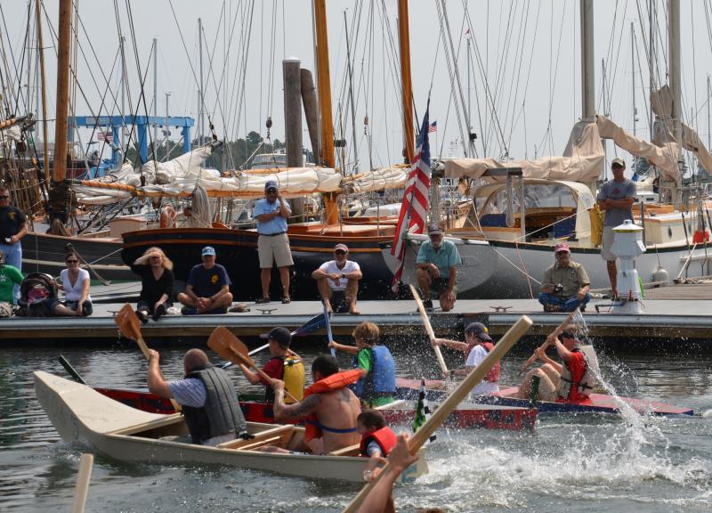 Bail Outs, Watermellon and Iahaha race for the lead out of the first turn behind the schooners.