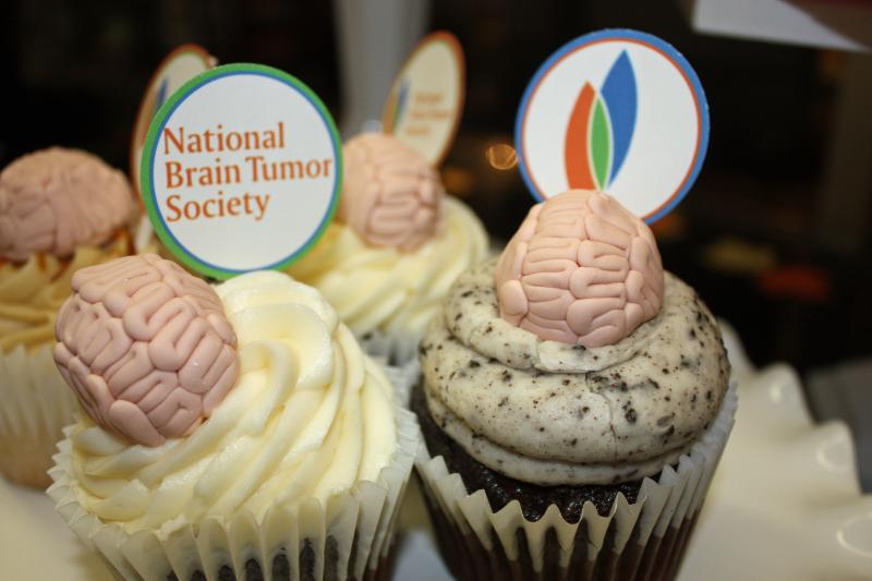 Brains, made of edible sugar fondant, placed stop frosted cupcakes are being sold at Laugh Loud Smile Big in Rockport to raise money for the National Brain Tumor Society, in honor of Team Smith, consisting of Heather, Billy, Will and Olivia Smith. (Photo by Holly S. Edwards)