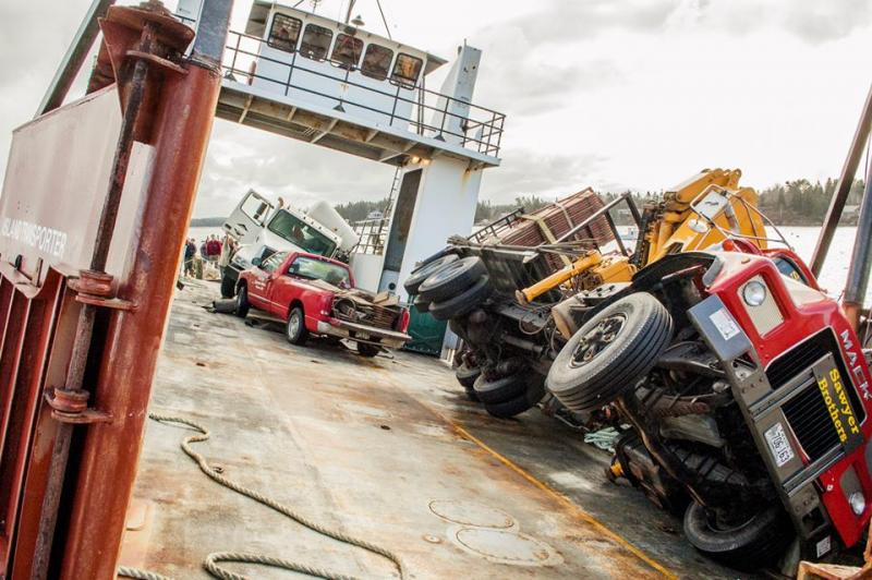 The gravity of Thursday’s accident aboard the Island Transporter commercial ferry can be seen well in this photo, courtesy of North Haven resident Seth Macy. (Courtesy Seth Macy)