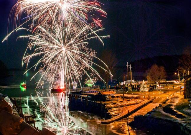 Magical fireworks over Rockport Harbor during Holiday on the Harbor Dec. 14, 2013. (Photo by Devon Gordon/Courtesy Peter Ralston)
