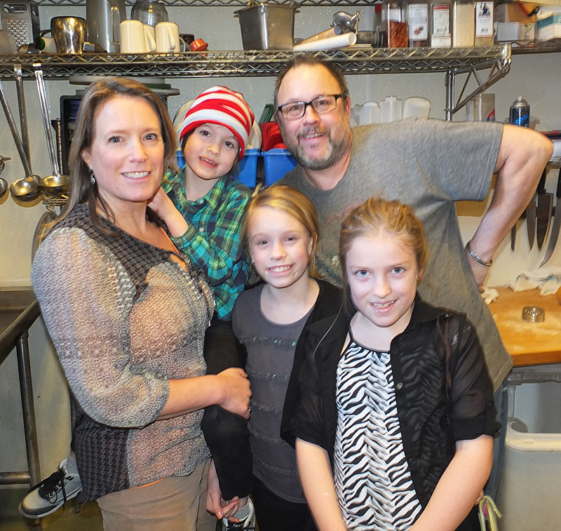 Behind the scenes at Rustica it’s a family affair, plus one. John and Katie Stowe with Hannah, Lily and Ashleigh Cronan. (Photo by Chris Wolf)