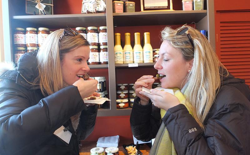 Susan Medved and Ashley Perret from Boston are enjoying their third year of Pies on Parade at Fiore. (Photo by Chris Wolf)