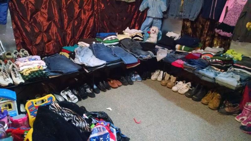 Shel McAfee’s basement has been organized like a thrift store. Here, she has revolving inventory such as adult and children’s clothes for anyone in need. Victims of house fires and domestic violence have been particulary grateful for her selfless service. (Photo courtesy Shel McAfee)