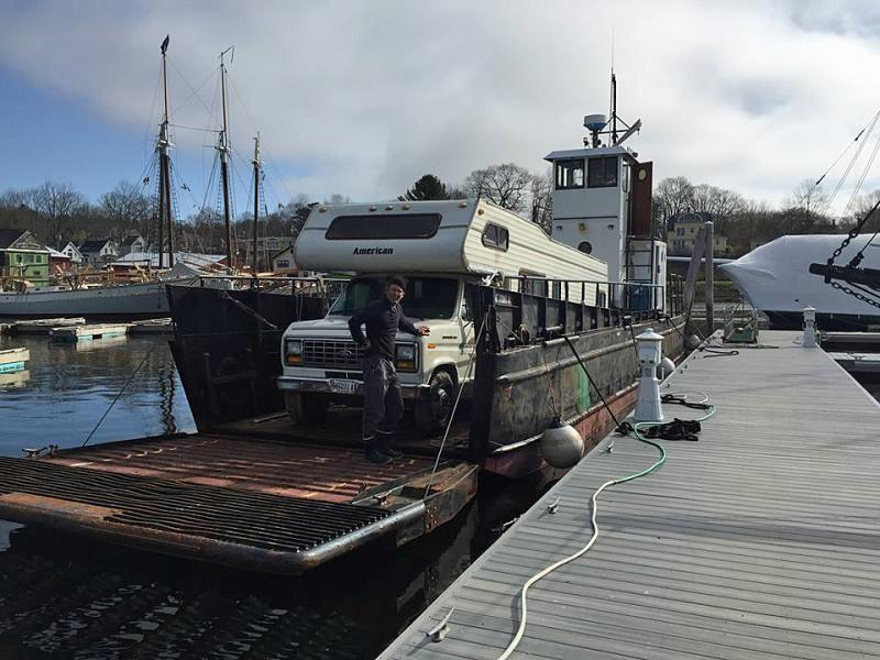 The barge ‘Clam’ is loaded up and ready to depart for the Bahamas late Sunday morning. (Courtesy Steve Pixley)