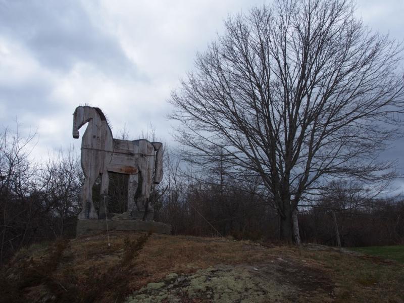 he thirteen-foot Horse, Langlais's first monumental outdoor work and a landmark of Cushing's River Road, is one of the wooden sculptures preserved at the Langlais Sculpture Preserve.