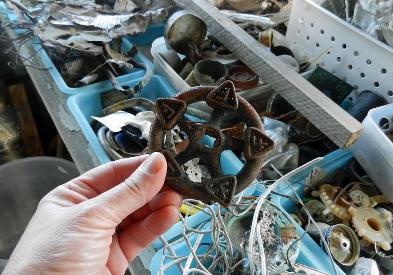 Treasures on Blair’s workbench.