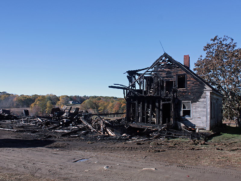 Firefighters from four towns battled the fierce, wind-driven fire Sunday night. (Photo by Holly S. Edwards)
