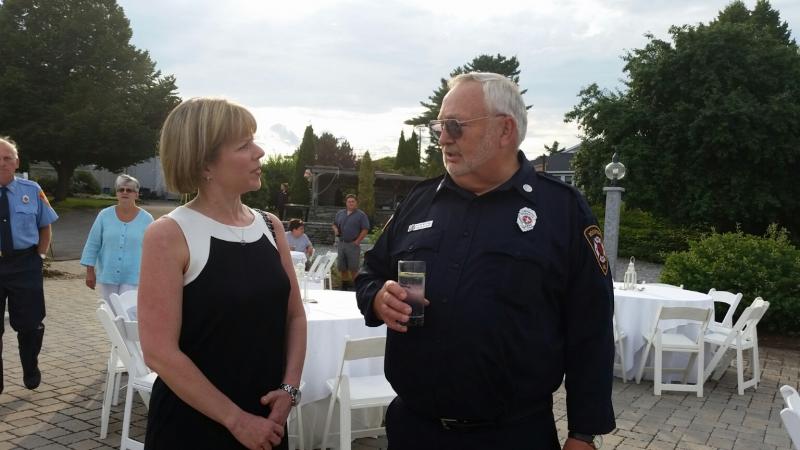 Laura Tripp and Rockport Firefighter Allen Mitchell. (Photo by Sarah Shepherd)