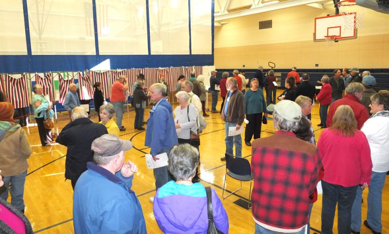 A packed gym at Lncolville Central School attests to the voter turnout this election day. (Photos by Chris Wolf)