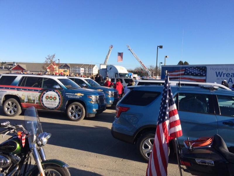 The convoy made its first stop in Ellsworth. (Photo by Justin Hills)