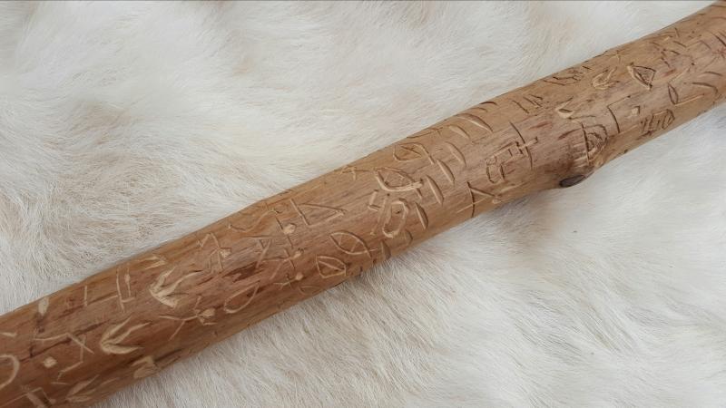 Symbols on the Wizard Staff he carved each day. (Photo courtesy Zachary Fowler)