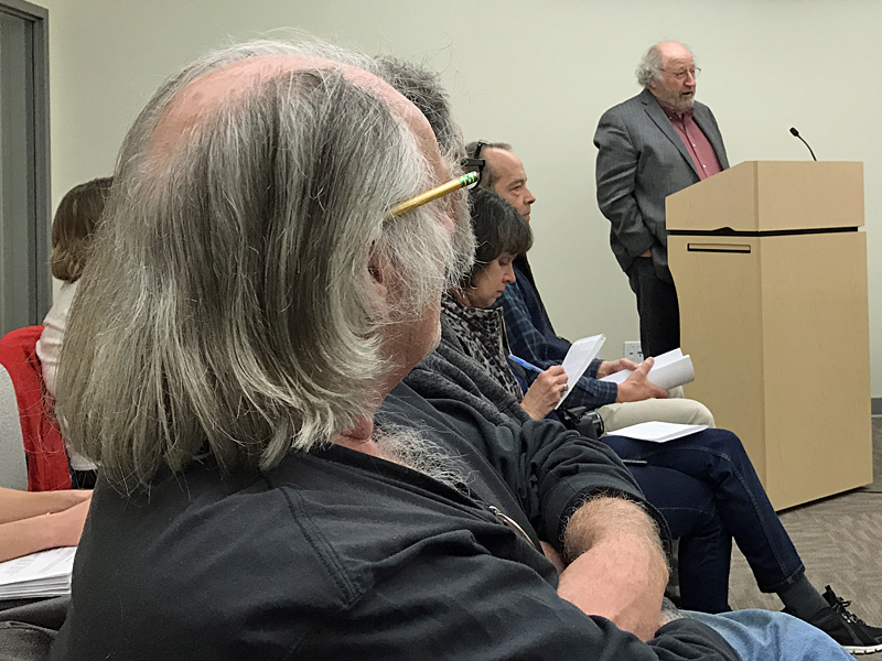 Maine Department of Transportation Policy Development Specialist and Scenic Byways Coordinator Fred Michaud at the Feb. 27 Lincolnville Board of Selectmen’s meeting. (Photo by Holly S. Edwards)