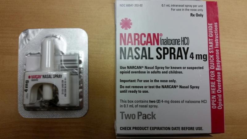 A sample Narcan kit. (Photo by Sarah Shepherd/Courtesy of the Camden Police Department)