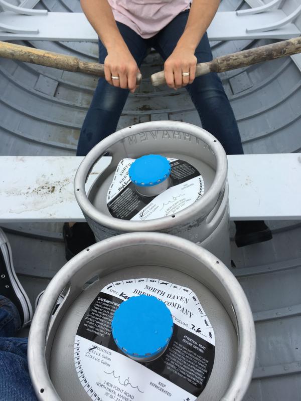 Rowing a keg to Vinalhaven. (Photo courtesy William Trevaskis)