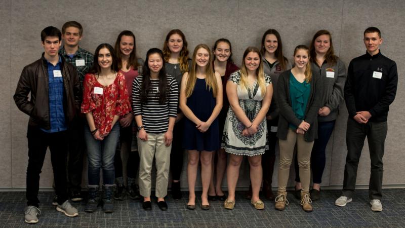 Junior and senior MAP students at the 2018 MAP Induction and Send-off in April. Pictured L-R: (back row) – Keaton Lear, Rosie Train, Amber Shane, Deja Doughty, Gilley Davis-Oakes, Shyanne Waterman, and Mikael Stone; (front row) – Alexander Howell, Zalea Rich, Annika Rogers, Paige Dennison, Cheyenne Bickford, and Ashlyn Littlefield.
