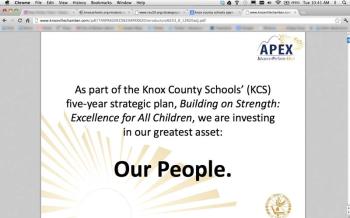 The title page of a document outlining a five-year strategic plan from Knox County Schools in Tennessee in 2009.