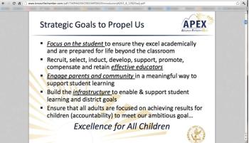 The index of a document outlining a five-year strategic plan from Knox County Schools in Tennessee in 2009.