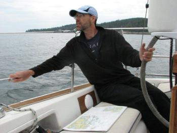 Jeff Kuller sets sail on Penobscot Bay. (Photo courtesy Alison Kuller)