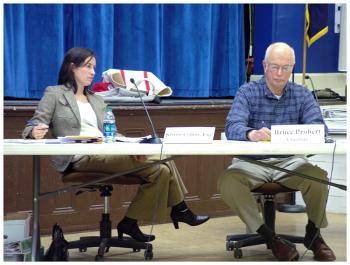 Searsport town attorney Kristin Collins and Planning Board Chairman Bruce Probert. (Photo by Ethan Andrews) Searsport town attorney Kristin Collins and Planning Board Chairman Bruce Probert. (Photo by Ethan Andrews)