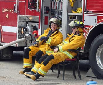 Camden firefighters Tom Bland and Galen Todd. (Photo by Holly S. Edwards)