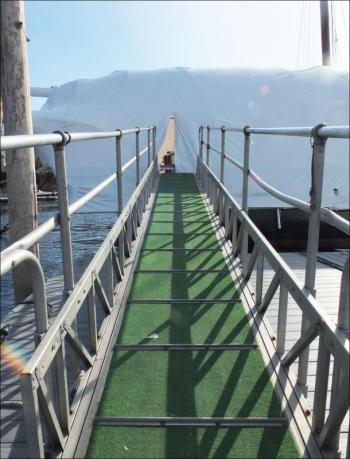 The green ramp to the boats. (Photo by Chris Wolf)