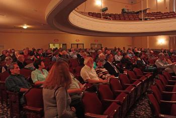 Approximately 80 people attended the June 12 town meeting in Camden at the Opera House, along with the Select Board and many of the town's employees. (Photo by Holly S. Edwards)