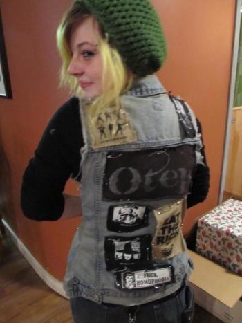 Her self-made vest. Photo by Kay Stephens