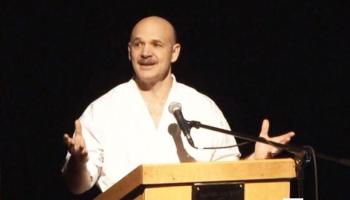 David Troup speaking at PechaKucha Night. Screenshot courtesy BC-TV.
