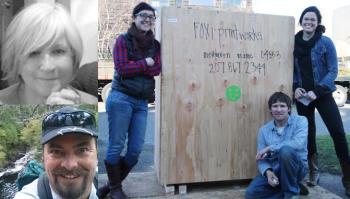 Pam Maus of Owls Head, top left, Scott Arndt of Presque Isle, bottom left, and Claire Donnelly, Sam Hallowell and Angela Cochran of North Haven, right, are all working to get creative projects funded on Kickstarter.