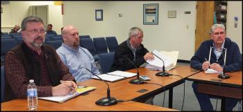Left to right: Michael Burns, Maine Department of Transportation Regional Manager, Region 2; Andrew Hendrick, Gartley and Dorsky Engineering; Greg Blackwell, Rockland Department of Public Works Director and James Andrews, MDOT Regional Engineer.