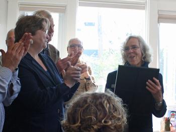 Left, Ann Filley, and Rep. Joan Welsh (D-Rockport). (Photo by Holly S. Edwards)