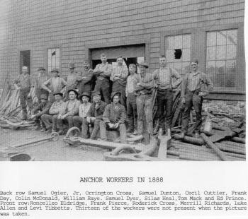 The Camden Anchor Factory is a business that more Camden people have heard about, and that was on the site of the woolen mill. William G. and Horatio E. Alden began the business in 1866. (Photo courtesy Barbara Dyer)